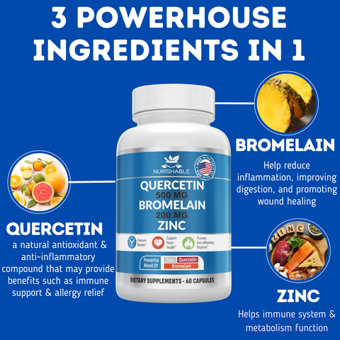 Image of Vitality Synergy: 3 in 1 Quercetin, Bromelain and Zinc Supplement